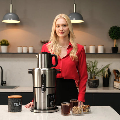Kochmaster Samowar, Edelstahl, Warmhaltefunktion, 4.0 + 1.0 Liters, Temperaturregelung Teekocher