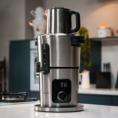 Kochmaster Samowar, Edelstahl, Warmhaltefunktion, 4.0 + 1.0 Liters, Temperaturregelung Teekocher