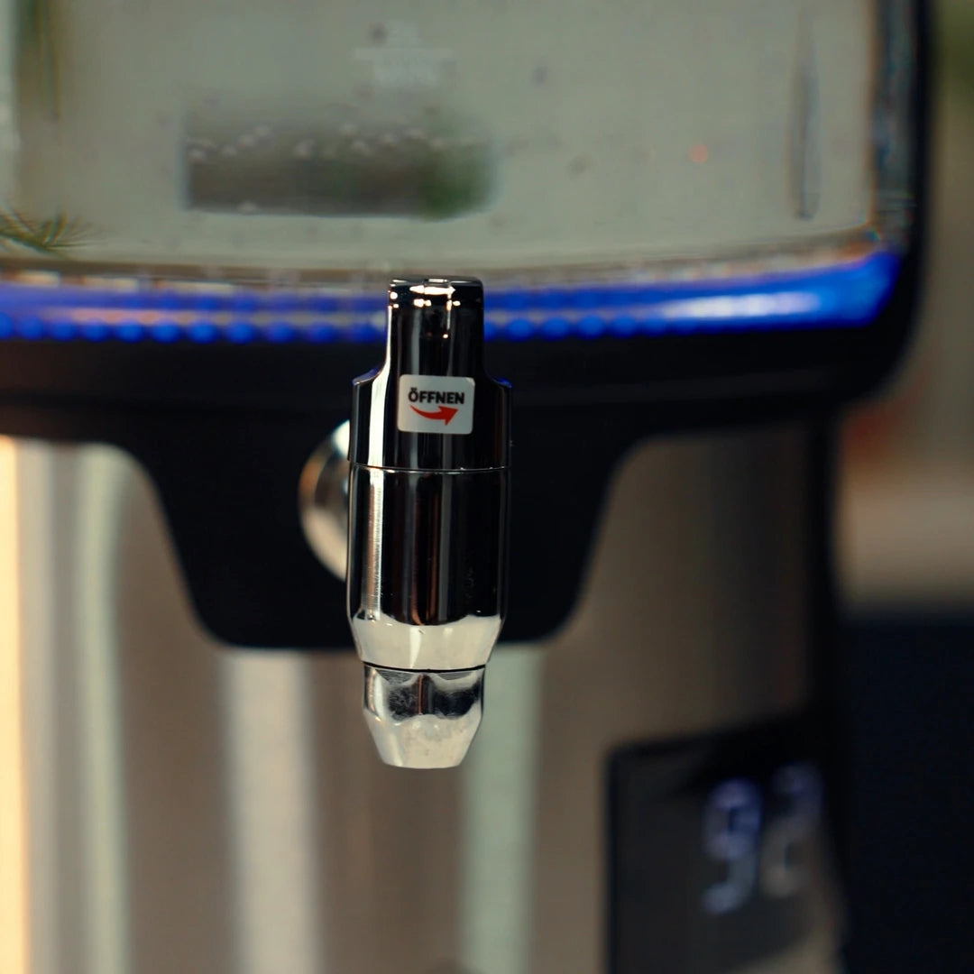 Kochmaster Glas Samowar, 4,5 - 1,1 Liter, Edelstahl, 2000W, Temperaturrregellung Teakocher