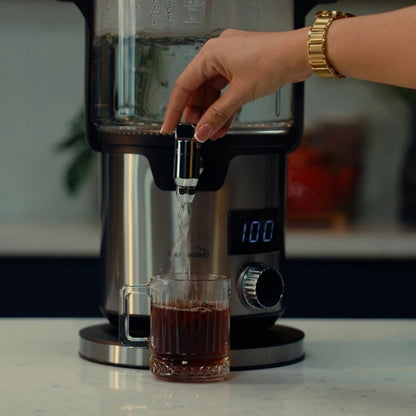 Kochmaster Glas Samowar, 4,5 - 1,1 Liter, Edelstahl, 2000W, Temperaturrregellung Teakocher