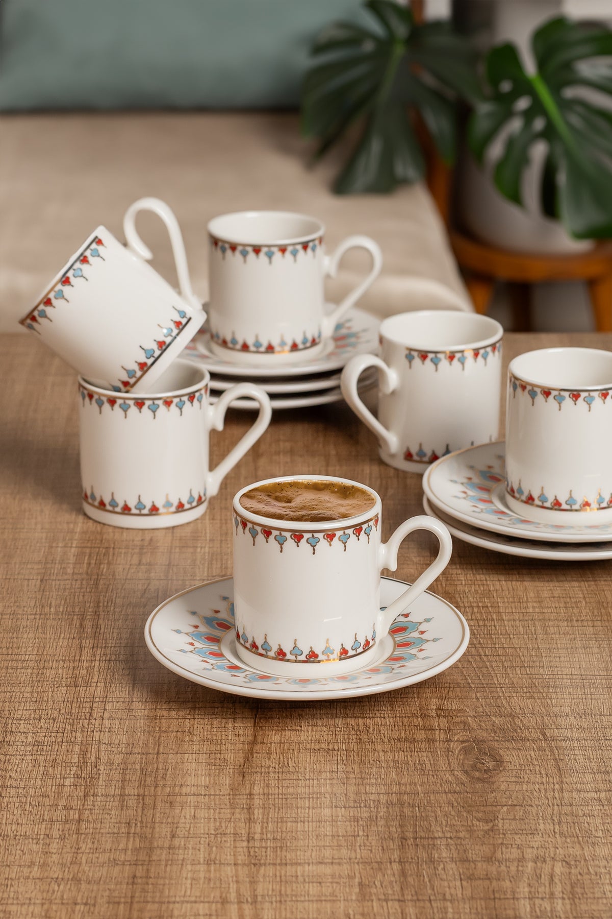 AEN HÜRREM Türkische Kaffeetassen, Mokkatassen - Set 6er, 12-teilig, Porzellan