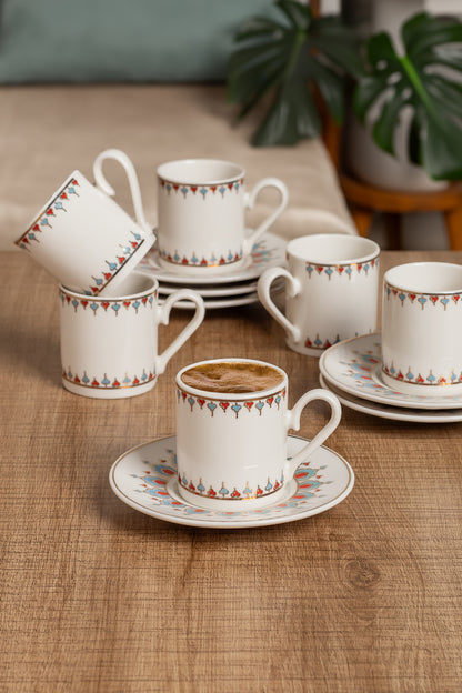 AEN HÜRREM Türkische Kaffeetassen, Mokkatassen - Set 6er, 12-teilig, Porzellan