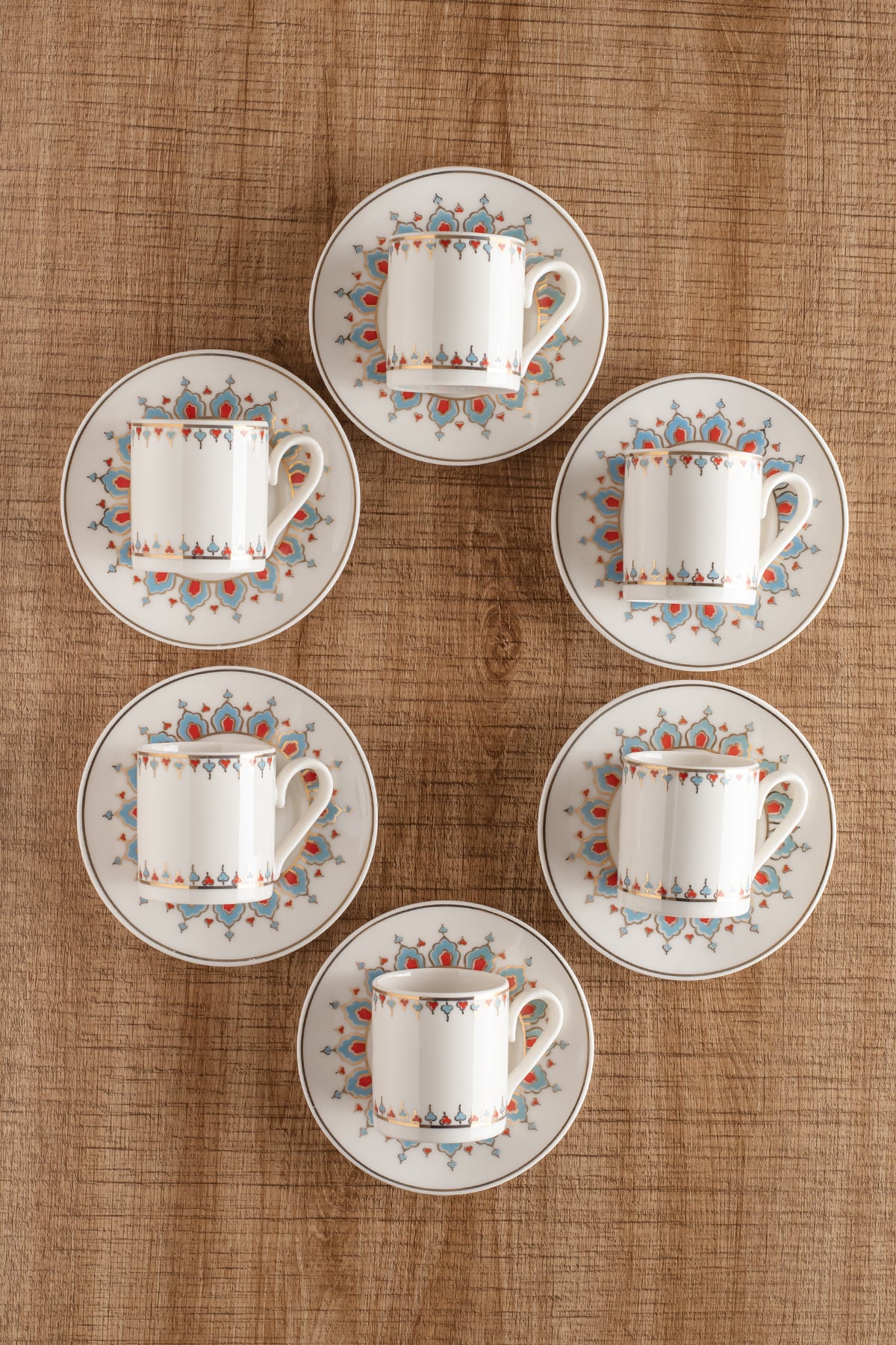 AEN HÜRREM Türkische Kaffeetassen, Mokkatassen - Set 6er, 12-teilig, Porzellan