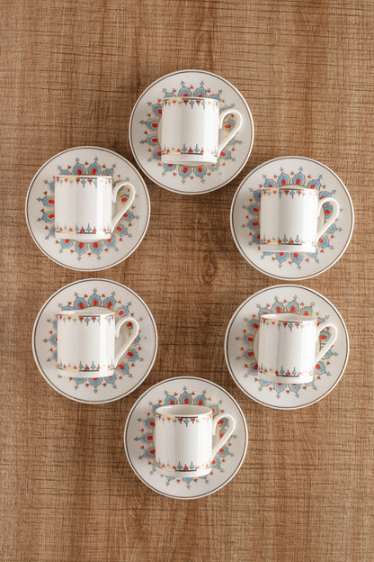 AEN HÜRREM Türkische Kaffeetassen, Mokkatassen - Set 6er, 12-teilig, Porzellan
