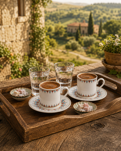 AEN HÜRREM Türkische Kaffeetassen, Mokkatassen - Set 6er, 12-teilig, Porzellan