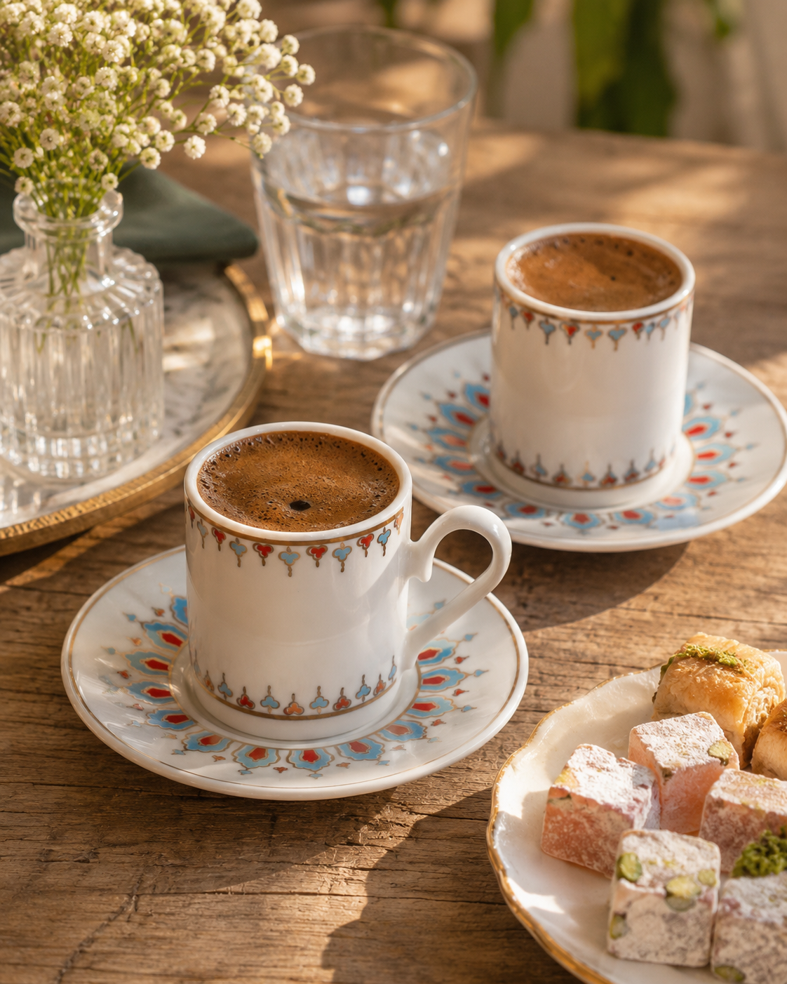 AEN HÜRREM Türkische Kaffeetassen, Mokkatassen - Set 6er, 12-teilig, Porzellan