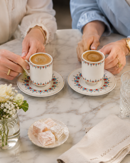 AEN HÜRREM Türkische Kaffeetassen, Mokkatassen - Set 6er, 12-teilig, Porzellan