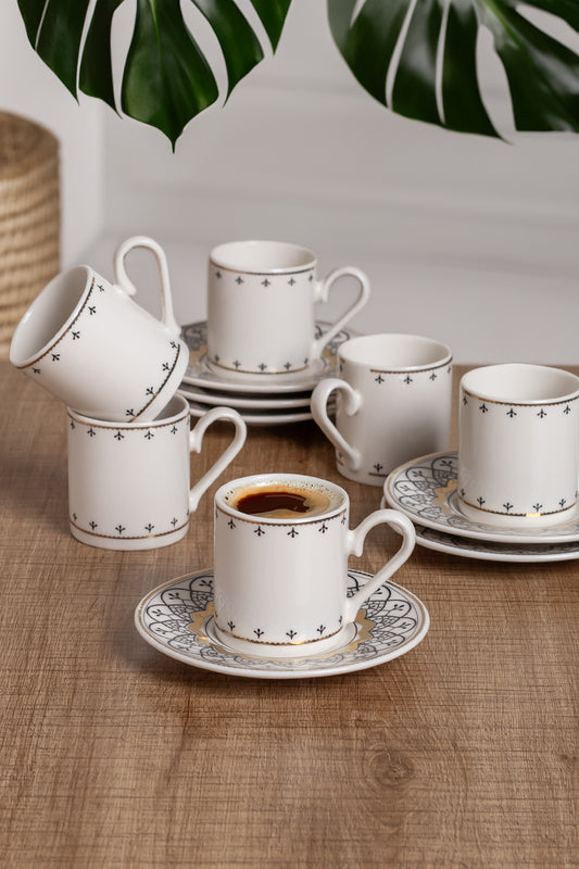 AEN KAYI Türkische Kaffeetassen, Mokkatassen - Set 6er, 12-teilig, Porzellan