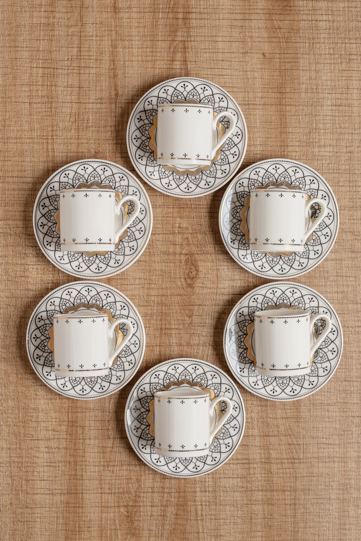 AEN KAYI Türkische Kaffeetassen, Mokkatassen - Set 6er, 12-teilig, Porzellan