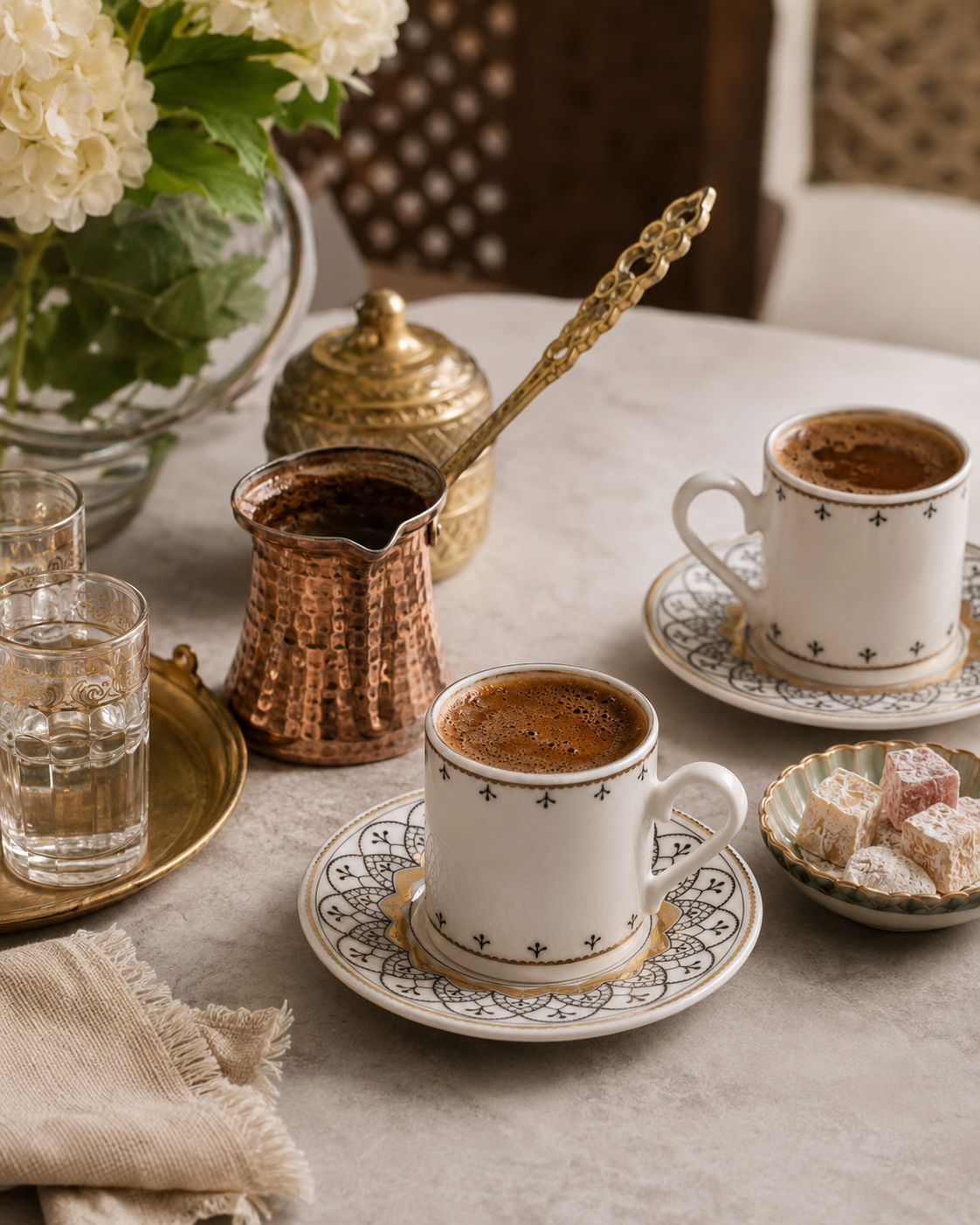 AEN KAYI Türkische Kaffeetassen, Mokkatassen - Set 6er, 12-teilig, Porzellan