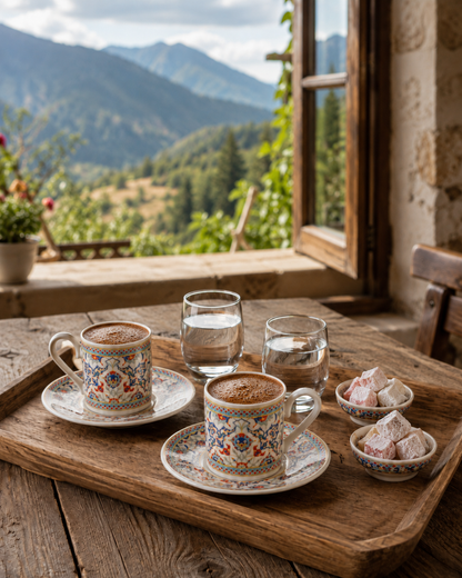 AEN OTTO Türkische Kaffeetassen, Mokkatassen - Set 6er, 12-teilig, Porzellan