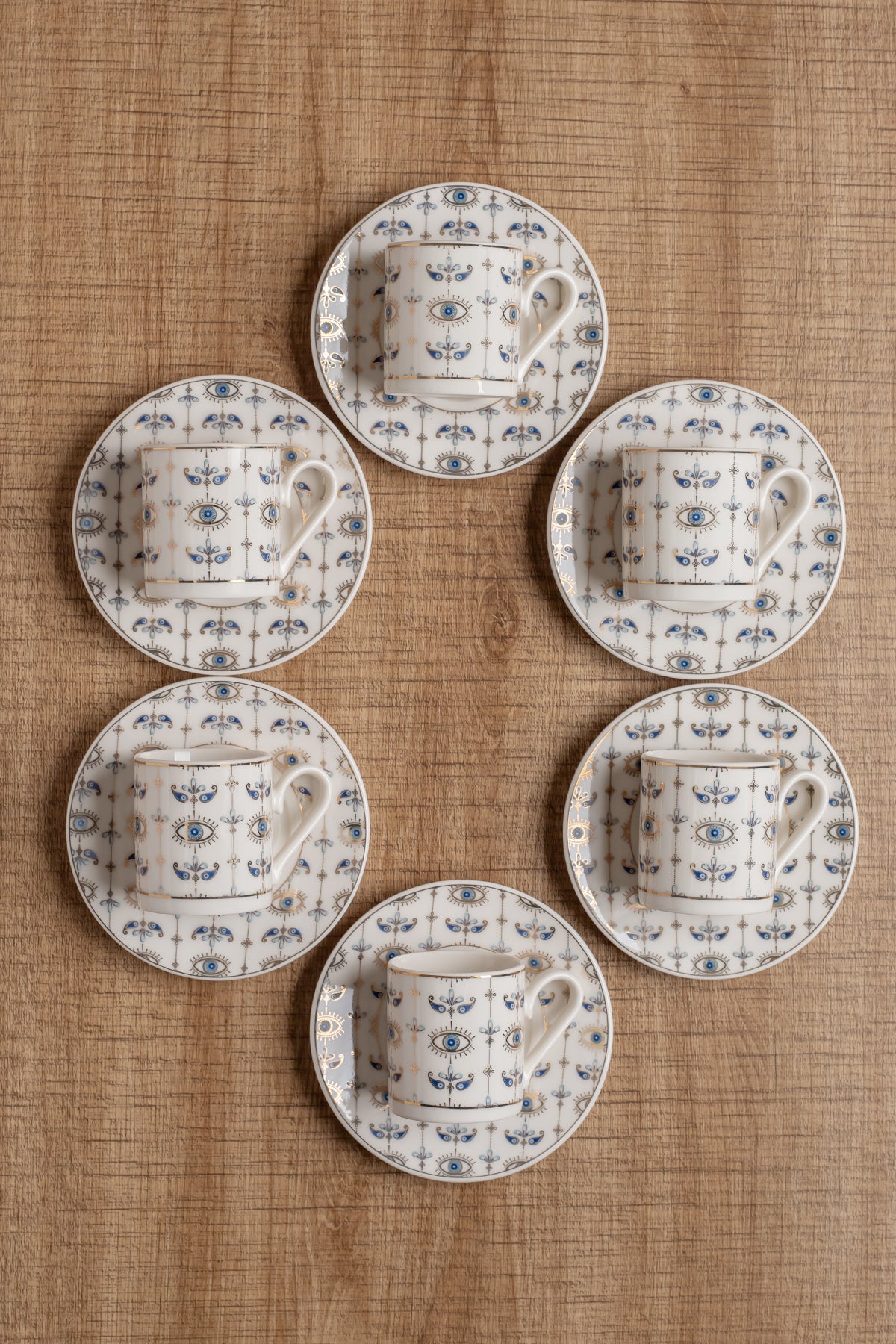 AEN OJOS Türkische Kaffeetassen, Mokkatassen - Set 6er, 12-teilig, Porzellan