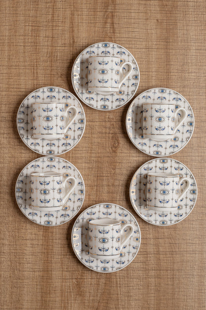 AEN OJOS Türkische Kaffeetassen, Mokkatassen - Set 6er, 12-teilig, Porzellan