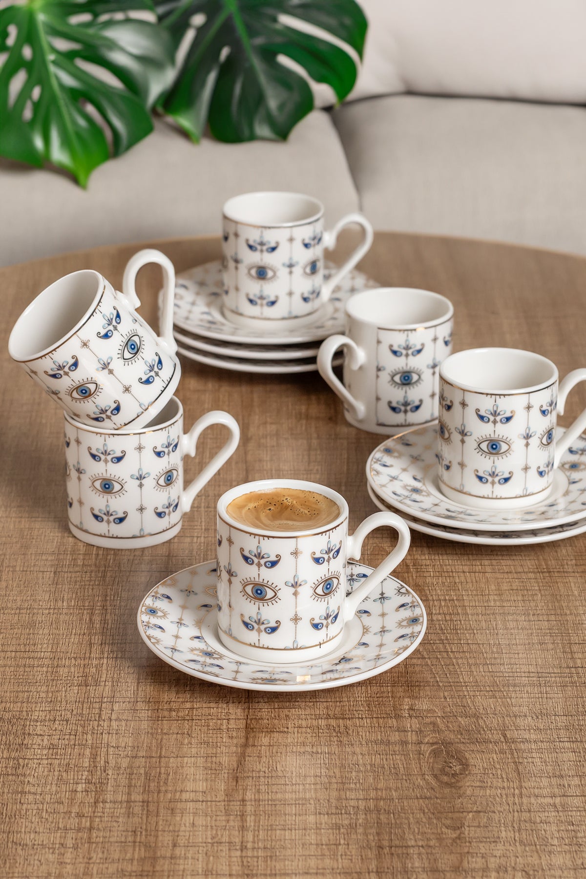 AEN OJOS Türkische Kaffeetassen, Mokkatassen - Set 6er, 12-teilig, Porzellan