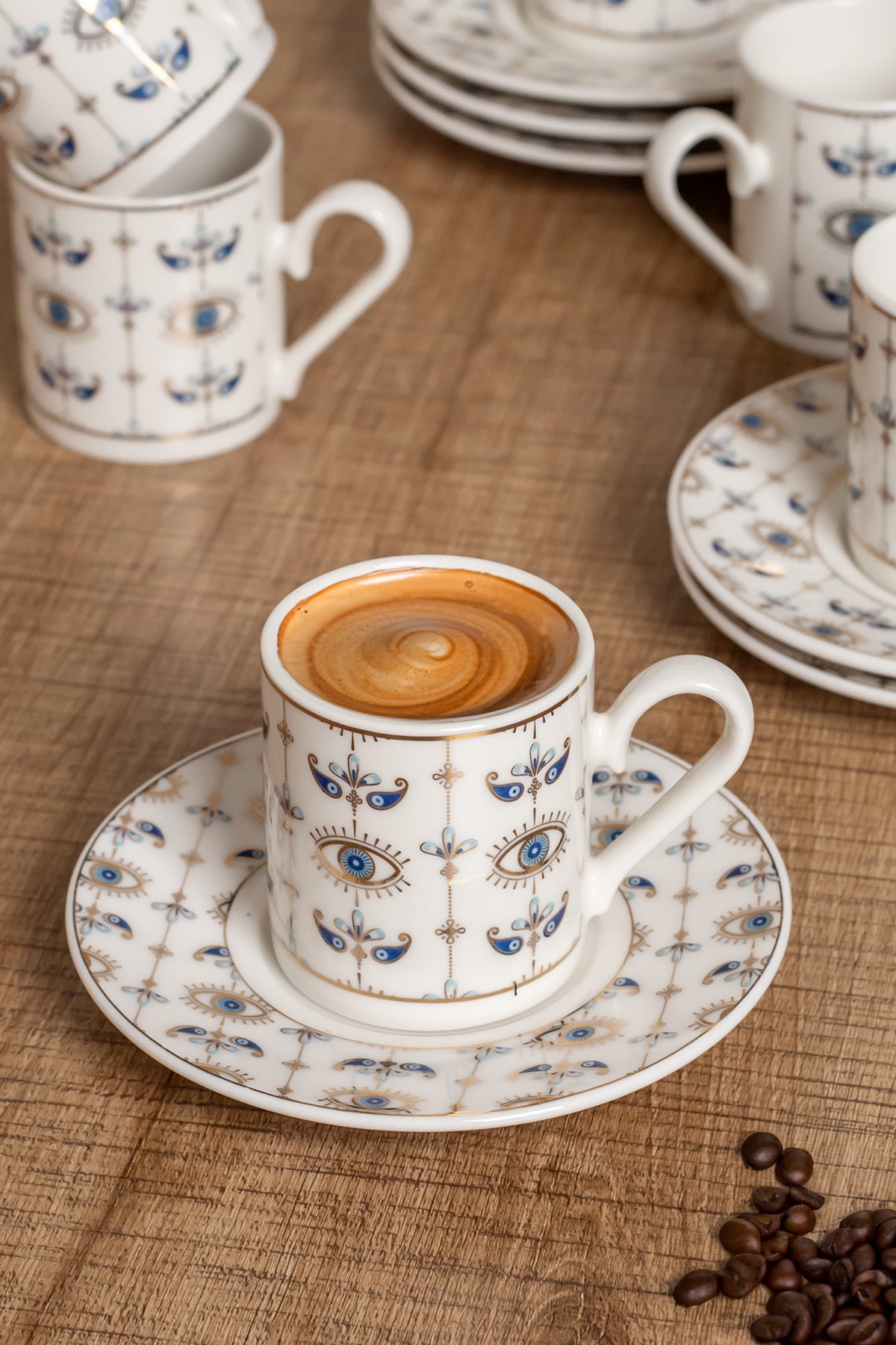 AEN OJOS Türkische Kaffeetassen, Mokkatassen - Set 6er, 12-teilig, Porzellan