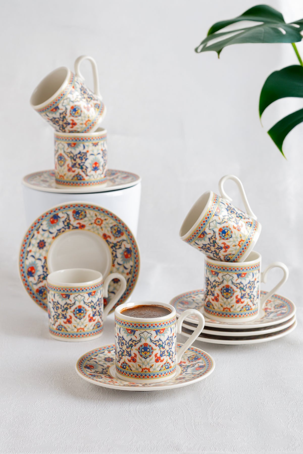 AEN OTTO Türkische Kaffeetassen, Mokkatassen - Set 6er, 12-teilig, Porzellan