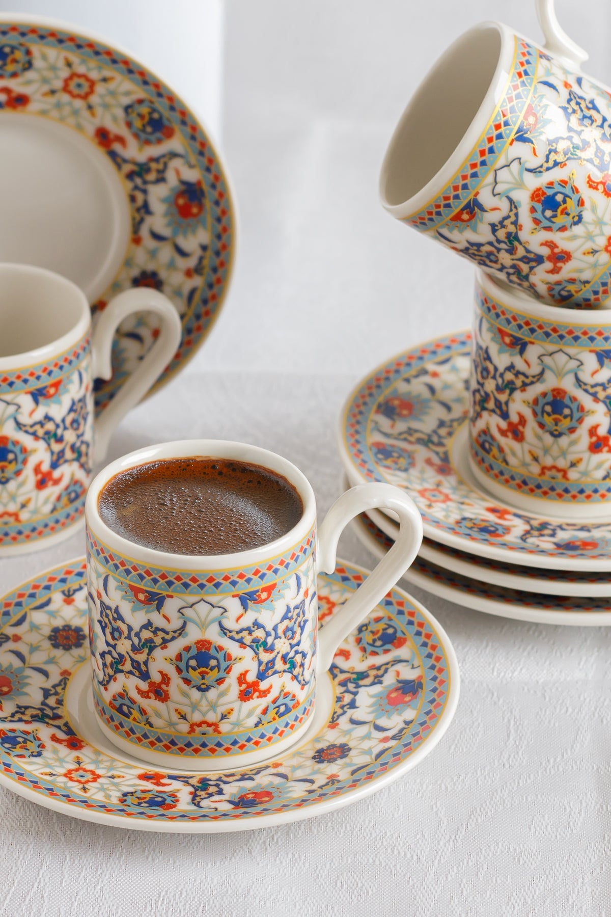 AEN OTTO Türkische Kaffeetassen, Mokkatassen - Set 6er, 12-teilig, Porzellan