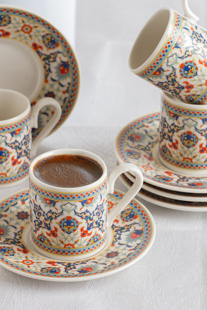 AEN OTTO Türkische Kaffeetassen, Mokkatassen - Set 6er, 12-teilig, Porzellan