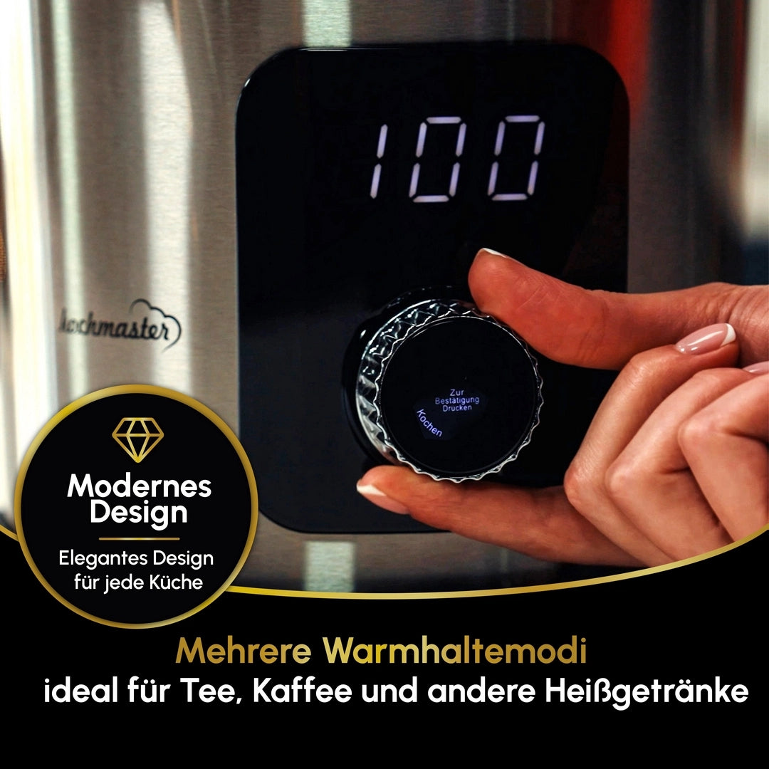 Kochmaster Samowar, Edelstahl, Warmhaltefunktion, 4.0 + 1.0 Liters, Temperaturregelung Teekocher