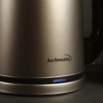 Kochmaster Teekocher, 1800W, Edelstahl 2.0 + 1.0 Liter, Doppelheizsystem, Wasserkocherduct
