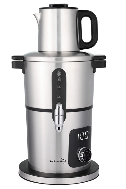 Kochmaster Samowar, Edelstahl, Warmhaltefunktion, 4.0 + 1.0 Liters, Temperaturregelung Teekocher